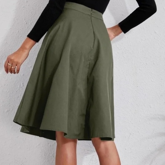 Classic Burnt Orange Button Detail Pocket Midi Skirt - Picture 13 of 16